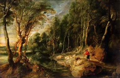 A Shepherd with his Flock in a Woody Landscape, c.1615-22